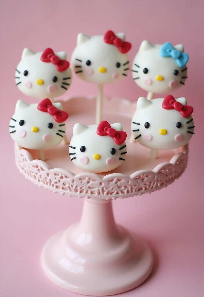 10 Adorable Hello Kitty Cake Ideas That Will Make Your Party Purr-fect! - 7. Hello Kitty Fondant Cake Pops