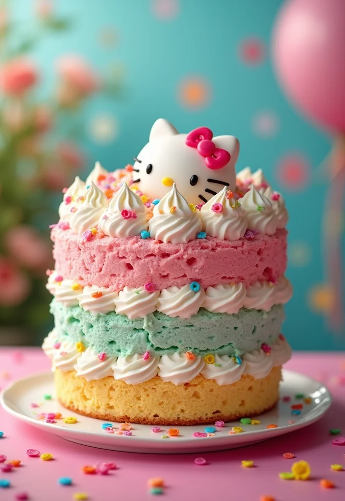 10 Adorable Hello Kitty Cake Ideas That Will Make Your Party Purr-fect! - 9. Hello Kitty Ice Cream Cake