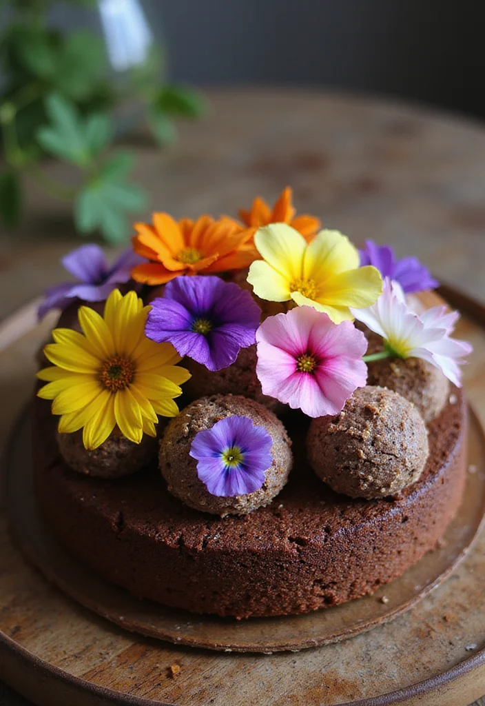 10 Stunning Truffle Cake Decoration Ideas That Will Blow Your Guests Away! - 2. Edible Flower Garden
