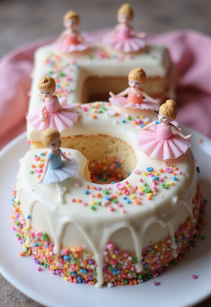 10 Unique Ballerina Cake Ideas That Will Impress Everyone at Your Next Celebration! - 9. Ballerina Birthday Number Cake