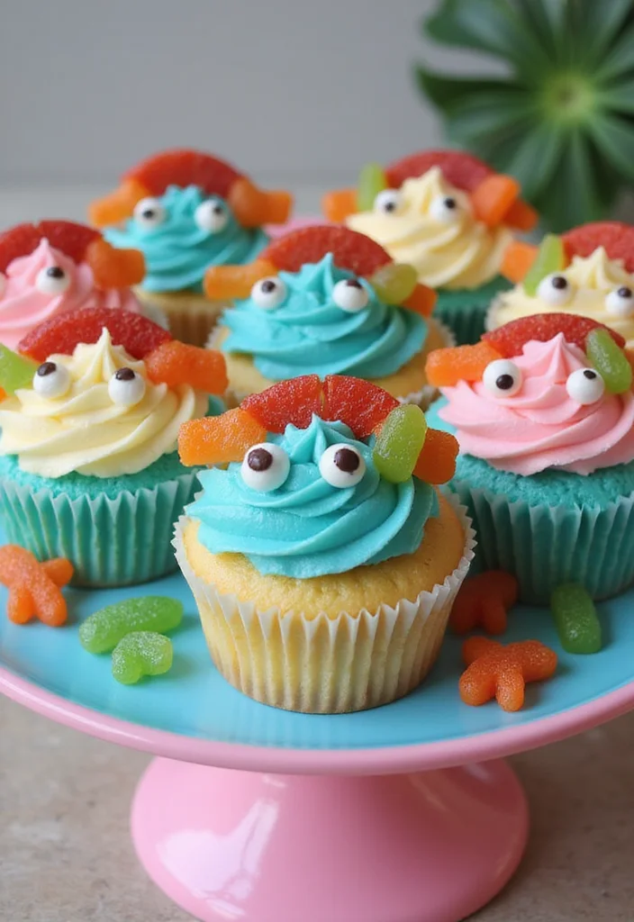 11 Cute Fish Birthday Cake Ideas That Your Child Will Love! - 5. Tropical Fish Cupcakes