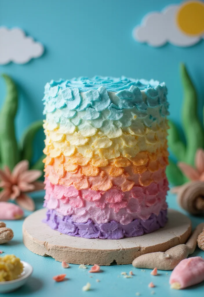11 Cute Fish Birthday Cake Ideas That Your Child Will Love! - 7. Fish Scale Pattern Cake