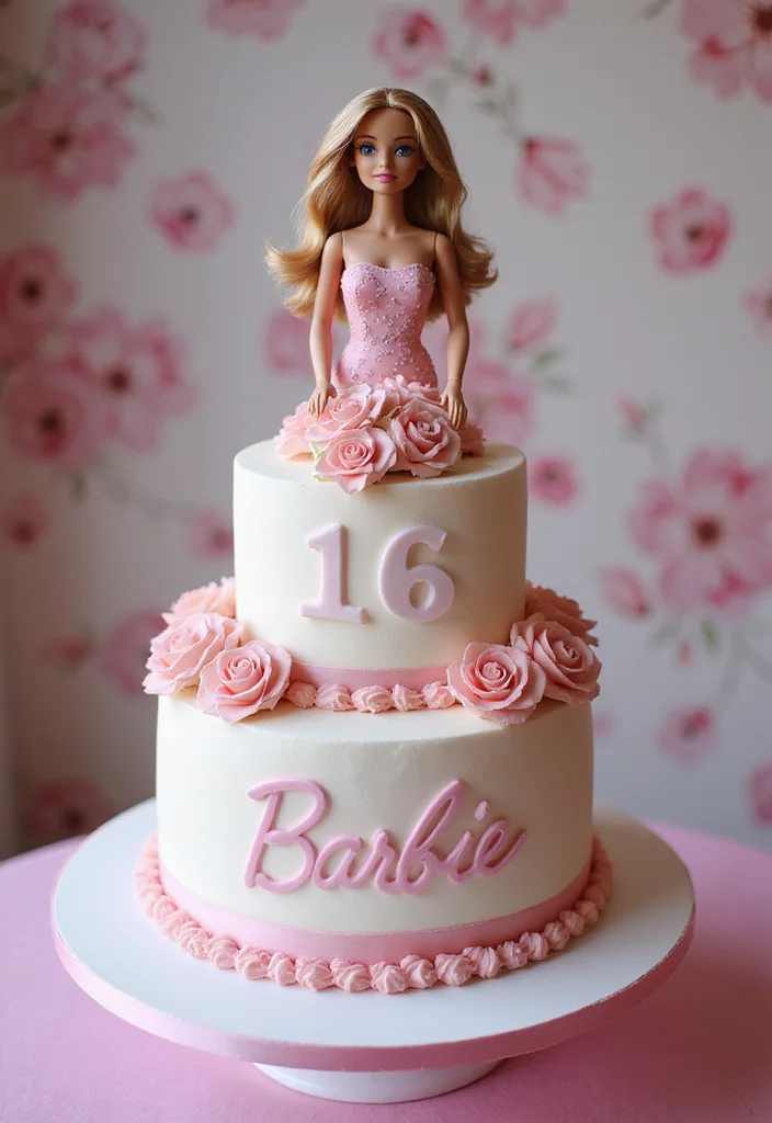 12 Barbie Cake Birthday Ideas That Will Make Your Celebration Extra Special! - 11. Barbie Sweet 16 Cake