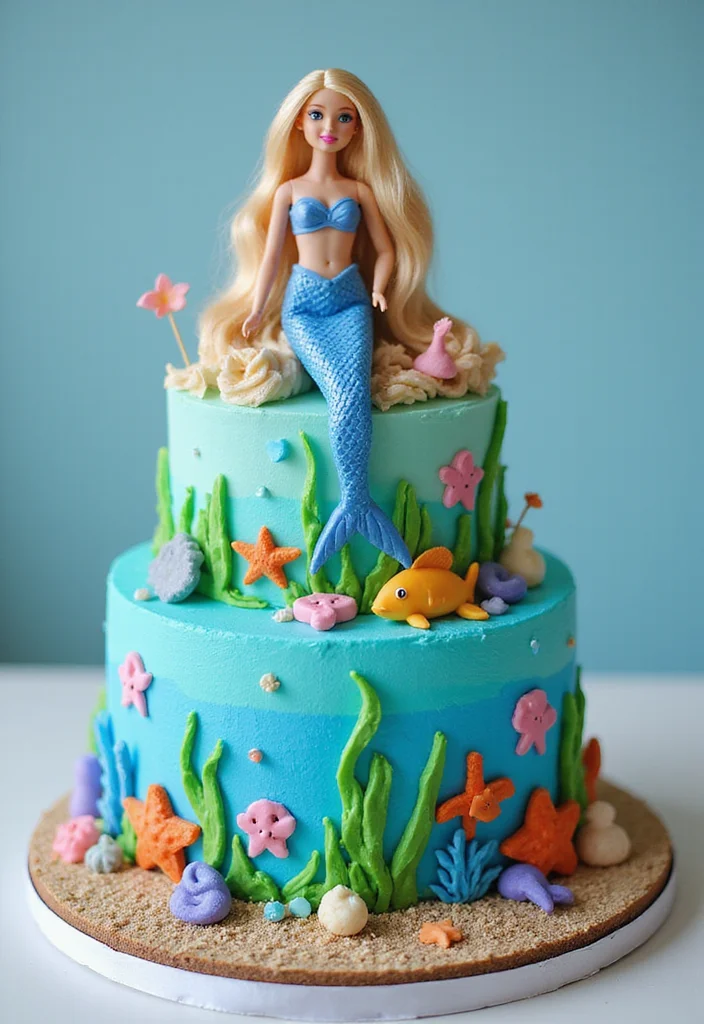 12 Barbie Cake Birthday Ideas That Will Make Your Celebration Extra Special! - 9. Barbie Under the Sea Cake