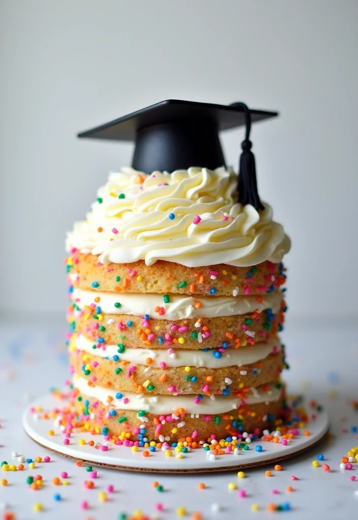 12 Budget-Friendly Graduation Cake Ideas That Are Shockingly Simple! - 6. Funfetti Graduation Cake