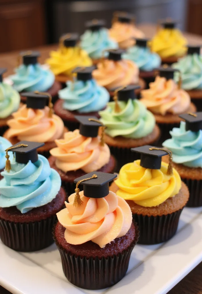 12 Budget-Friendly Graduation Cake Ideas That Are Shockingly Simple! - 8. Mini Graduation Cupcakes