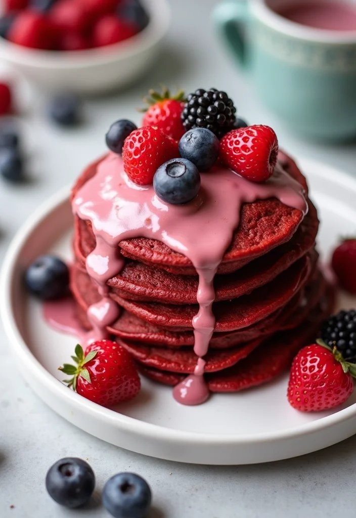 12 Delicious Vegan Red Birthday Cake Recipes That Are Totally Guilt-Free! - 6. Red Velvet Pancake Cake