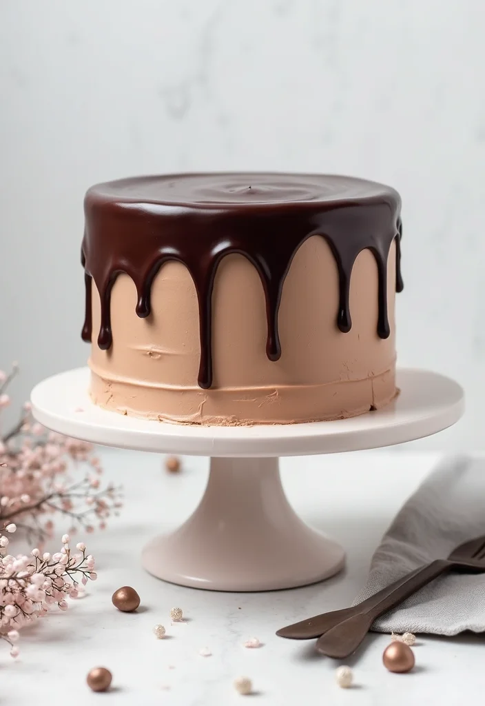 12 Minimalist Cake Ideas That Prove Less is More in Aesthetics! - 2. Chocolate Ganache Drip Cake
