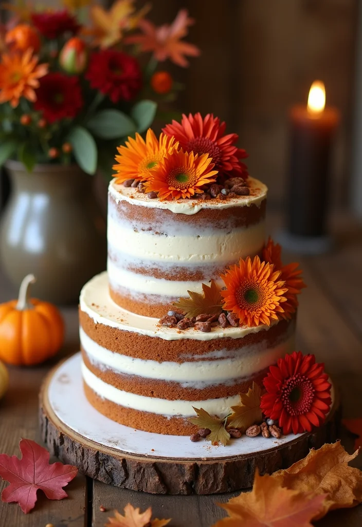 13 Gorgeous Burnt Orange Wedding Cakes Perfect for Fall Weddings (Don't Miss #8!) - 1. Rustic Pumpkin Spice Cake