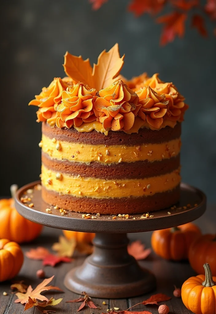 13 Gorgeous Burnt Orange Wedding Cakes Perfect for Fall Weddings (Don't Miss #8!) - 2. Autumn Harvest Cake