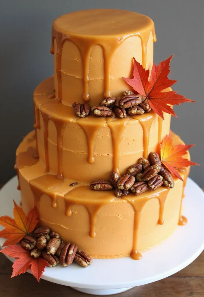 13 Gorgeous Burnt Orange Wedding Cakes Perfect for Fall Weddings (Don't Miss #8!) - 3. Maple Pecan Delight