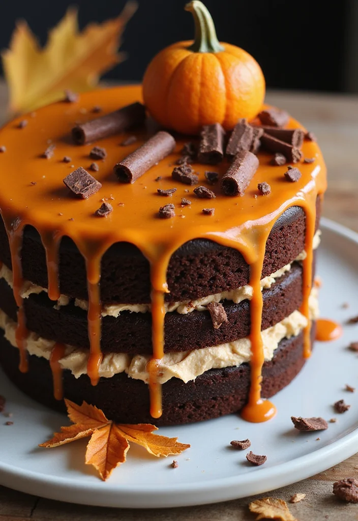 13 Gorgeous Burnt Orange Wedding Cakes Perfect for Fall Weddings (Don't Miss #8!) - 6. Chocolate Pumpkin Cake