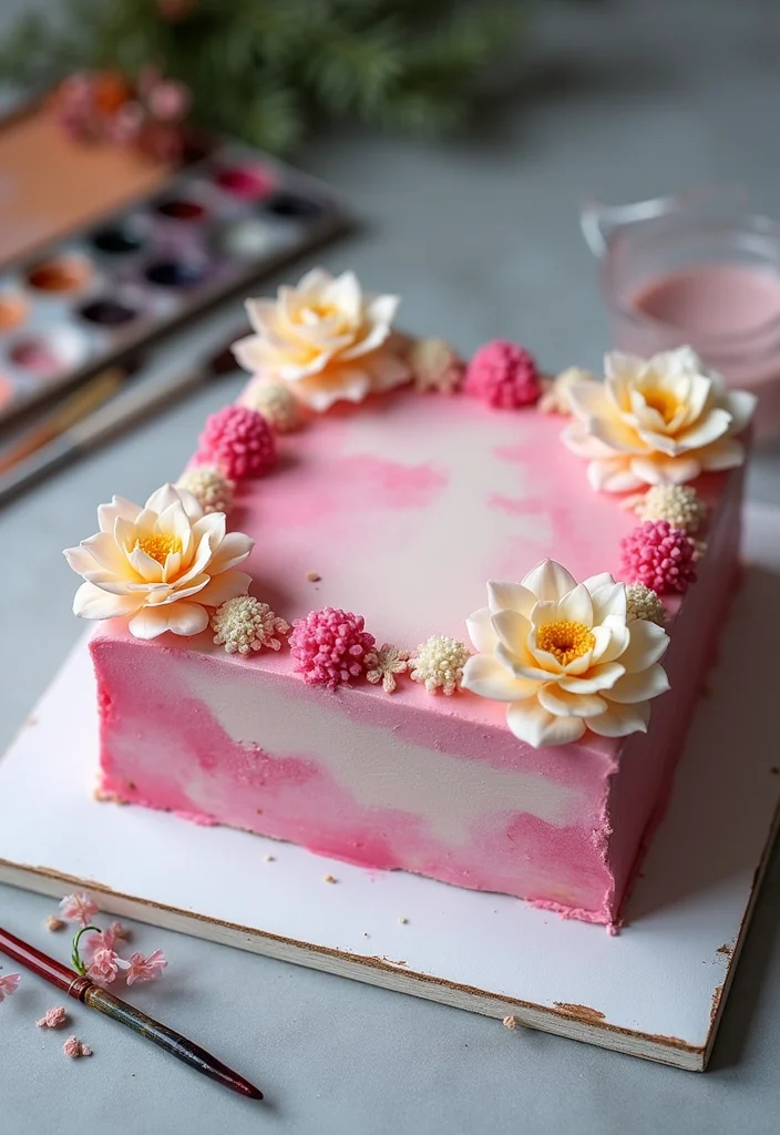 14 Square Cake Designs with Fondant That Will Blow Your Mind (#9 Is a Must-See!) - 10. Artistic Watercolor