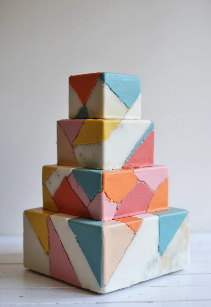 14 Square Cake Designs with Fondant That Will Blow Your Mind (#9 Is a Must-See!) - 2. Geometric Glam
