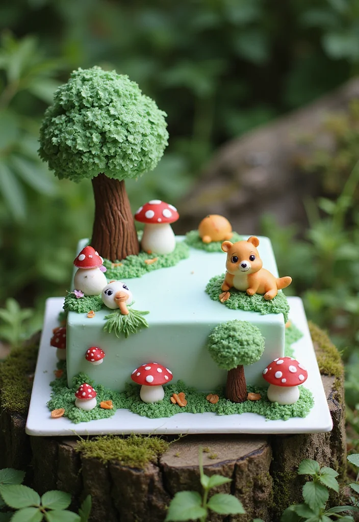 14 Square Cake Designs with Fondant That Will Blow Your Mind (#9 Is a Must-See!) - 6. Whimsical Woodland