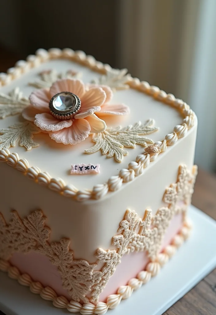 14 Square Cake Designs with Fondant That Will Blow Your Mind (#9 Is a Must-See!) - 7. Vintage Romance
