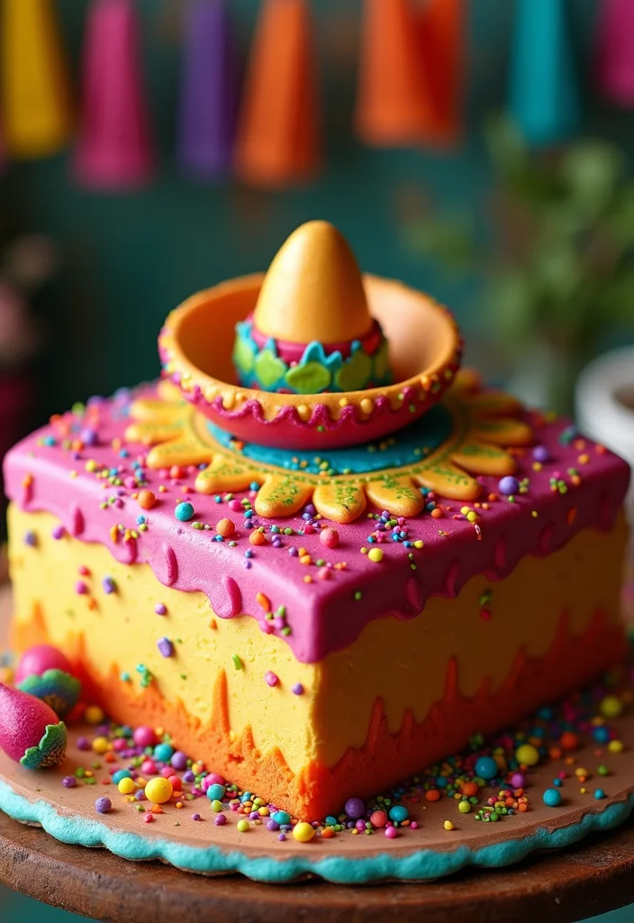 14 Square Cake Designs with Fondant That Will Blow Your Mind (#9 Is a Must-See!) - 8. Fiesta Fun