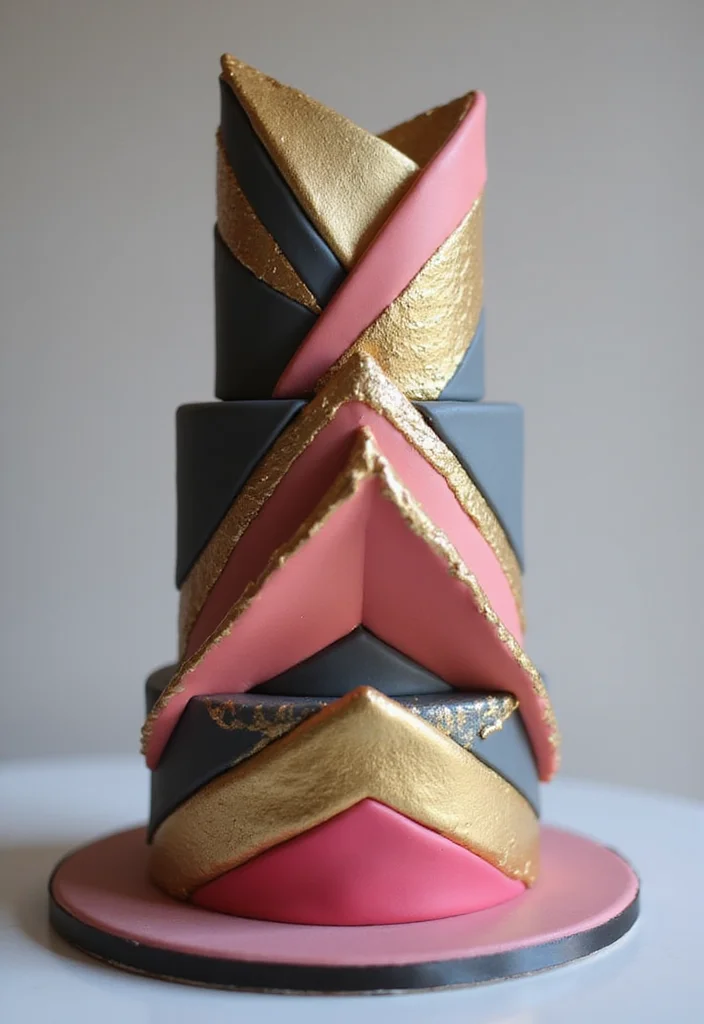 15 Colorful Wedding Cakes That Are Works of Art (Wait Until You See #7!) - 3. Geometric Elegance Cake