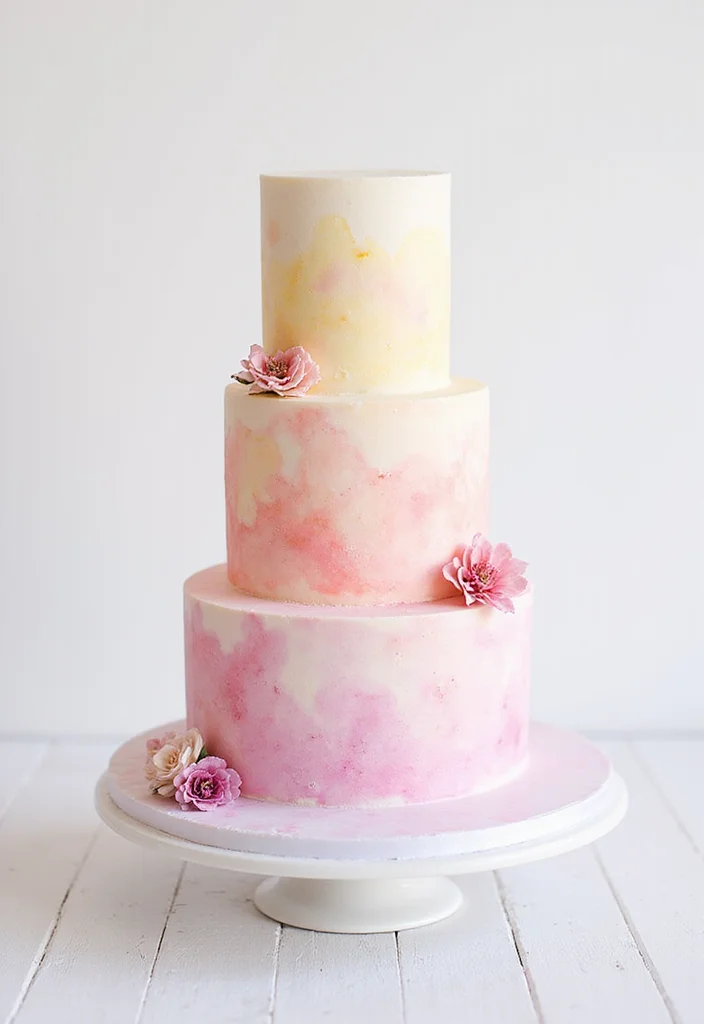 15 Colorful Wedding Cakes That Are Works of Art (Wait Until You See #7!) - 6. Artistic Watercolor Cake