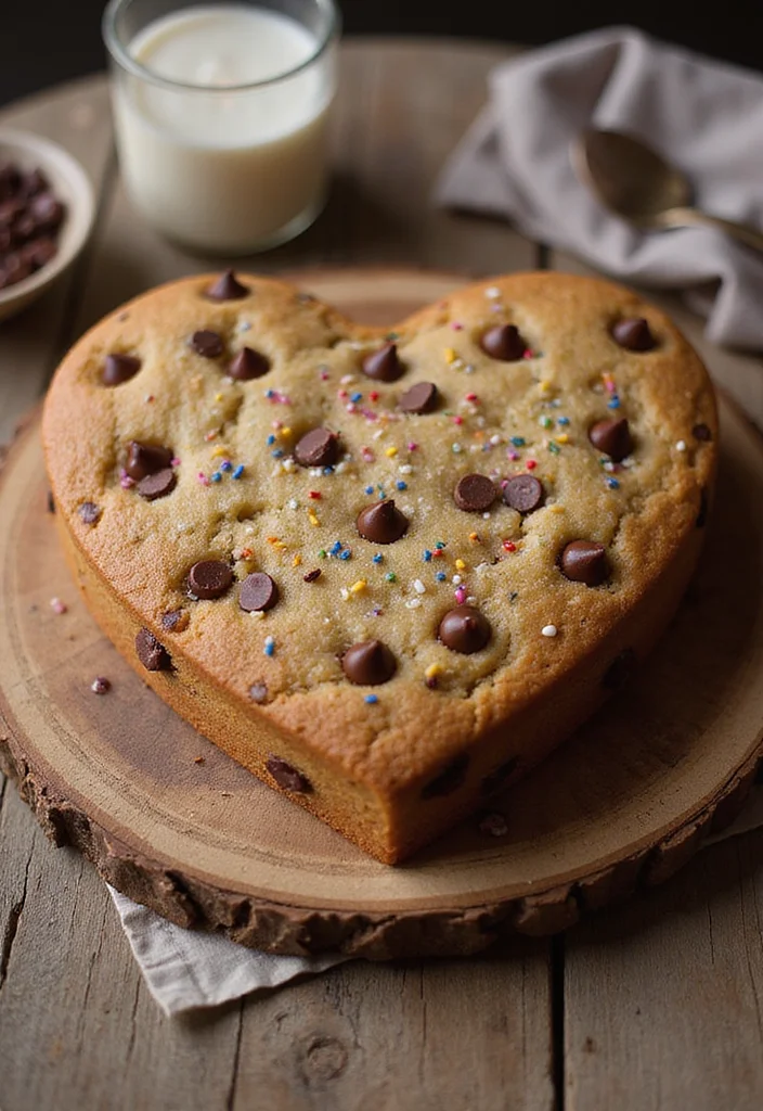 15 Irresistibly Romantic Valentine Day Cake Recipes That'll Melt Your Heart! 💖 - 5. Heart-Shaped Chocolate Chip Cookie Cake