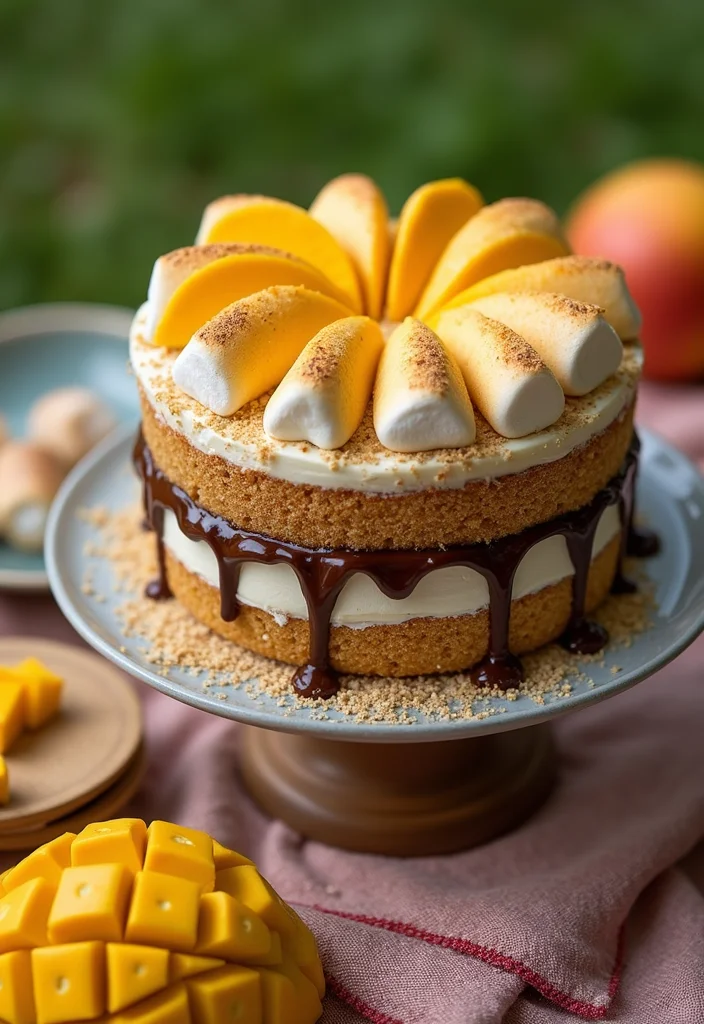 16 Fresh Mango Cake Decoration Ideas Perfect for Summer Gatherings! - 11. Mango S'mores Cake