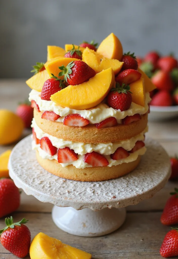 16 Fresh Mango Cake Decoration Ideas Perfect for Summer Gatherings! - 2. Mango Strawberry Layered Cake