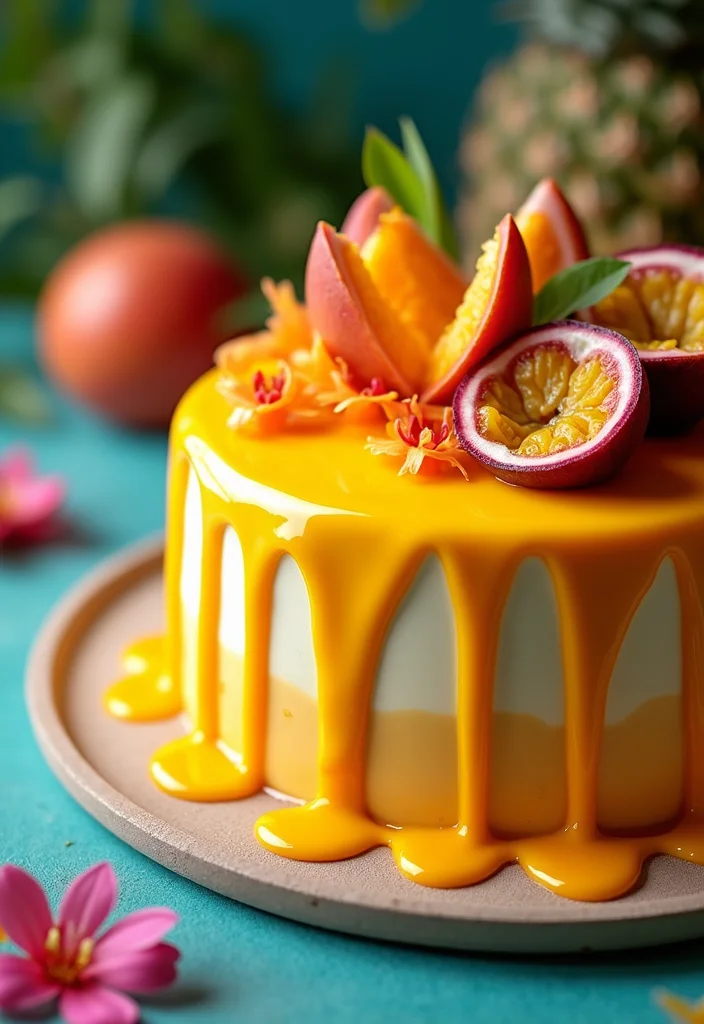 16 Fresh Mango Cake Decoration Ideas Perfect for Summer Gatherings! - 4. Mango and Passion Fruit Drizzle Cake
