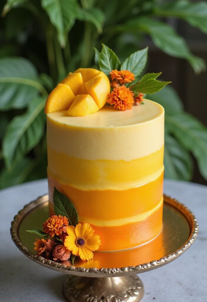 16 Fresh Mango Cake Decoration Ideas Perfect for Summer Gatherings! - 5. Mango Ombre Cake