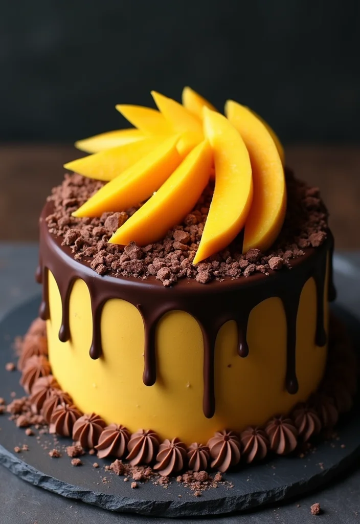 16 Fresh Mango Cake Decoration Ideas Perfect for Summer Gatherings! - 7. Mango Chocolate Drip Cake