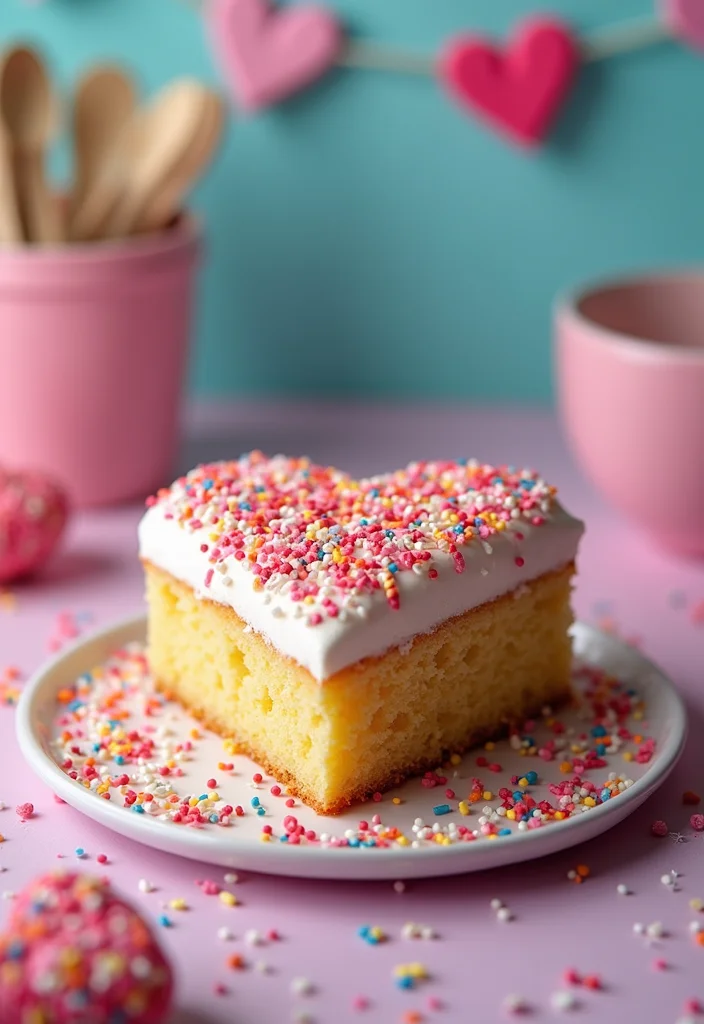 16 Fun Valentine Cake Recipes to Make Together (Get Ready for Sweet Memories!) - 3. Funfetti Heart Cake