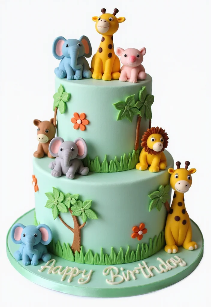 18 Stunning Bebefinn Cake Ideas Perfect for a Dreamy Baby Shower! - 1. Adorable Animal Kingdom Cake
