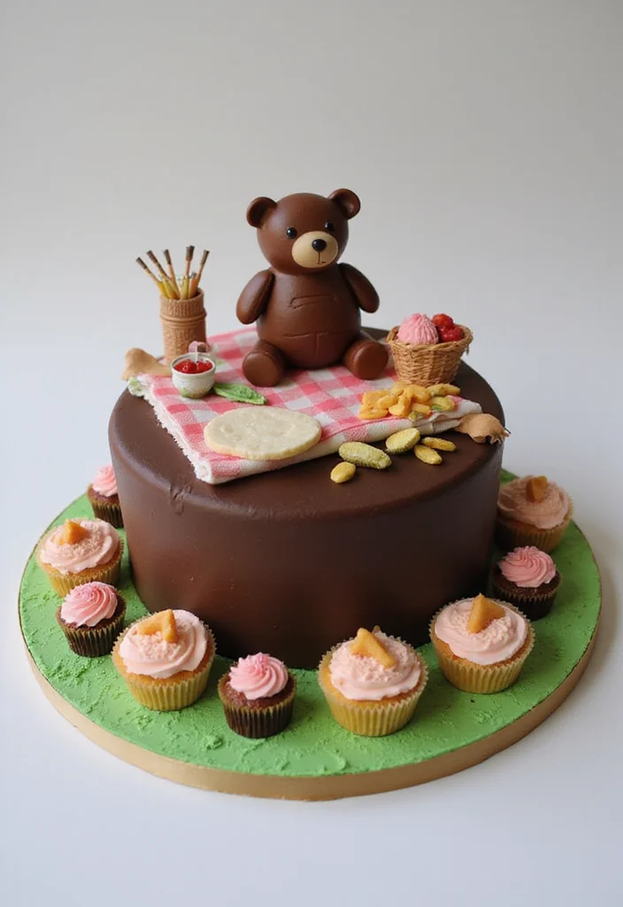 18 Stunning Bebefinn Cake Ideas Perfect for a Dreamy Baby Shower! - 4. Teddy Bear Picnic Cake