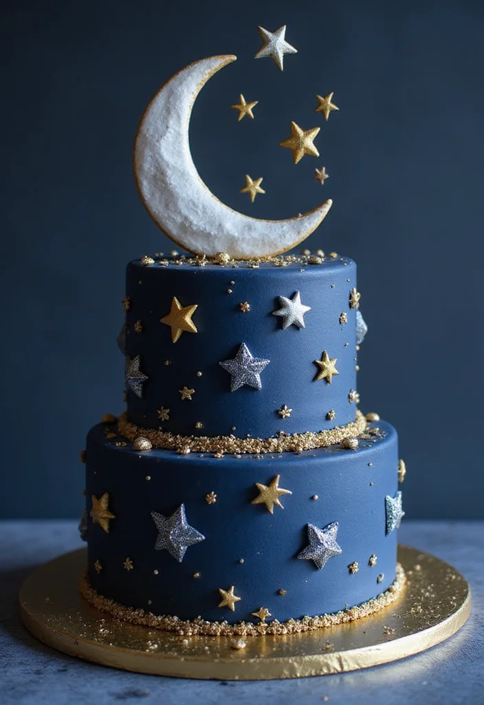 18 Stunning Bebefinn Cake Ideas Perfect for a Dreamy Baby Shower! - 5. Starry Night Cake