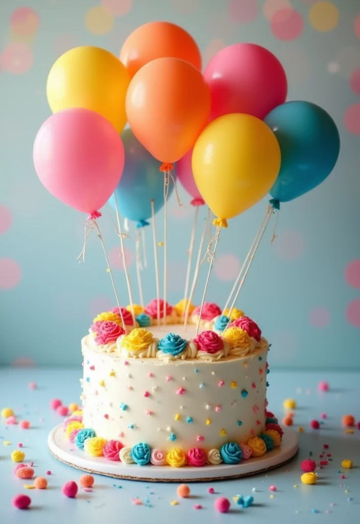 18 Stunning Bebefinn Cake Ideas Perfect for a Dreamy Baby Shower! - 8. Whimsical Balloon Cake