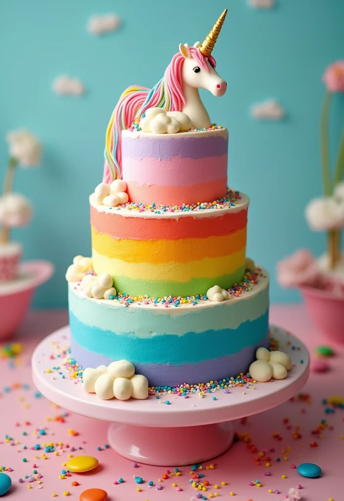 20 Fun 3 Tier Birthday Cake Designs That Are Total Show-Stoppers! - 1. Rainbow Dreams Cake