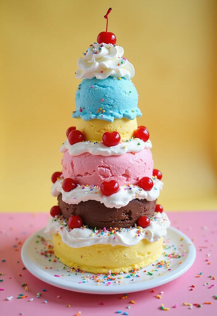 20 Fun 3 Tier Birthday Cake Designs That Are Total Show-Stoppers! - 11. Ice Cream Sundae Cake