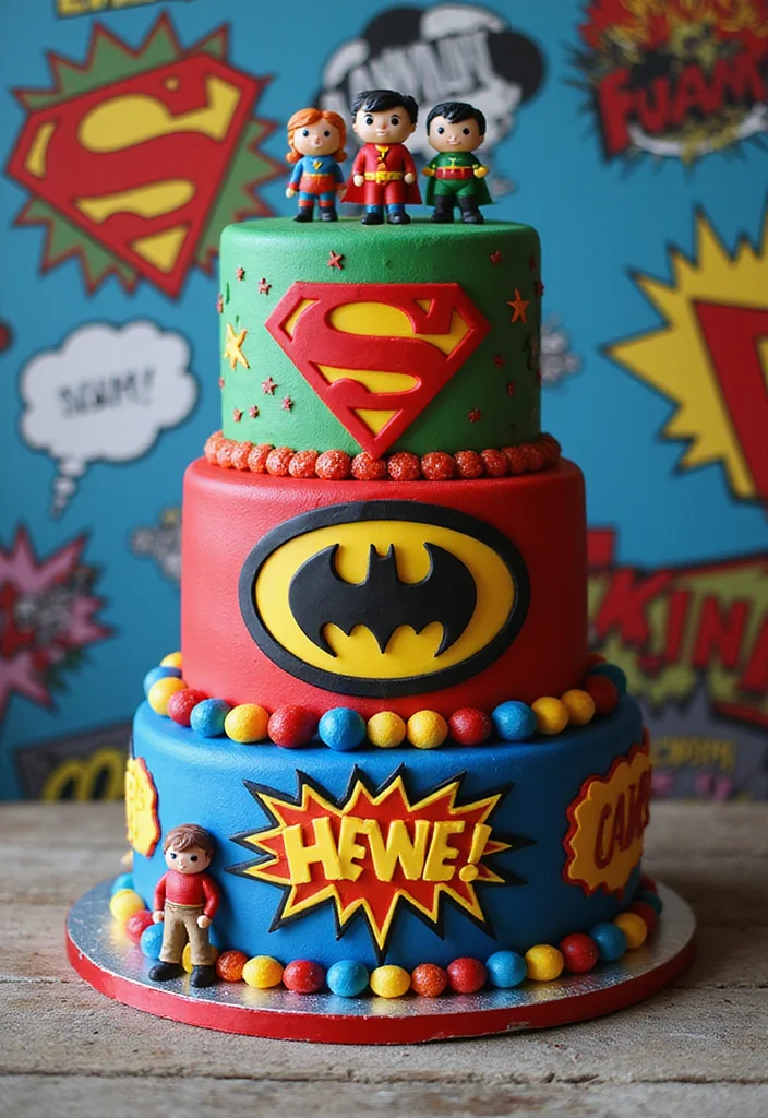 20 Fun 3 Tier Birthday Cake Designs That Are Total Show-Stoppers! - 14. Superhero Cake