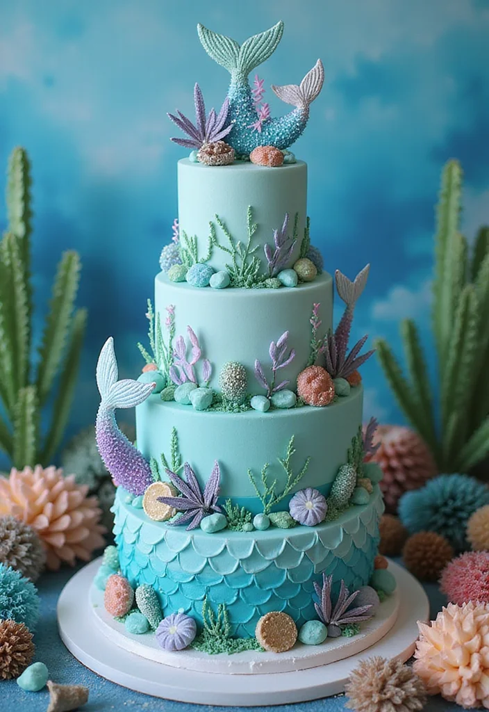 20 Fun 3 Tier Birthday Cake Designs That Are Total Show-Stoppers! - 20. Whimsical Mermaid Cake