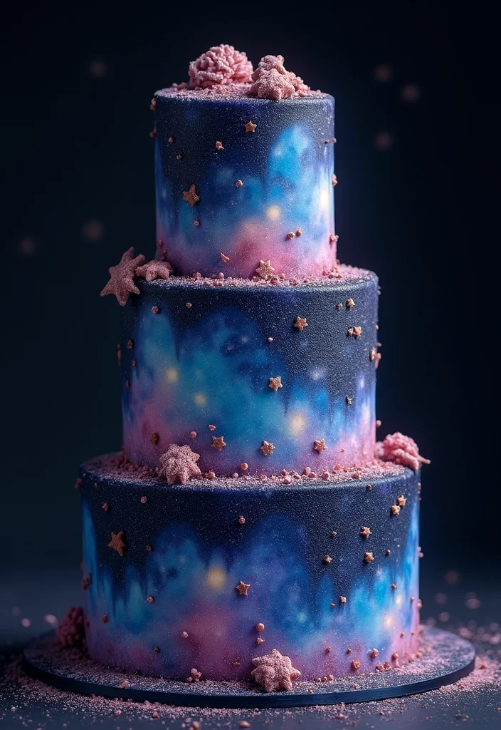 20 Fun 3 Tier Birthday Cake Designs That Are Total Show-Stoppers! - 3. Galaxy Cake