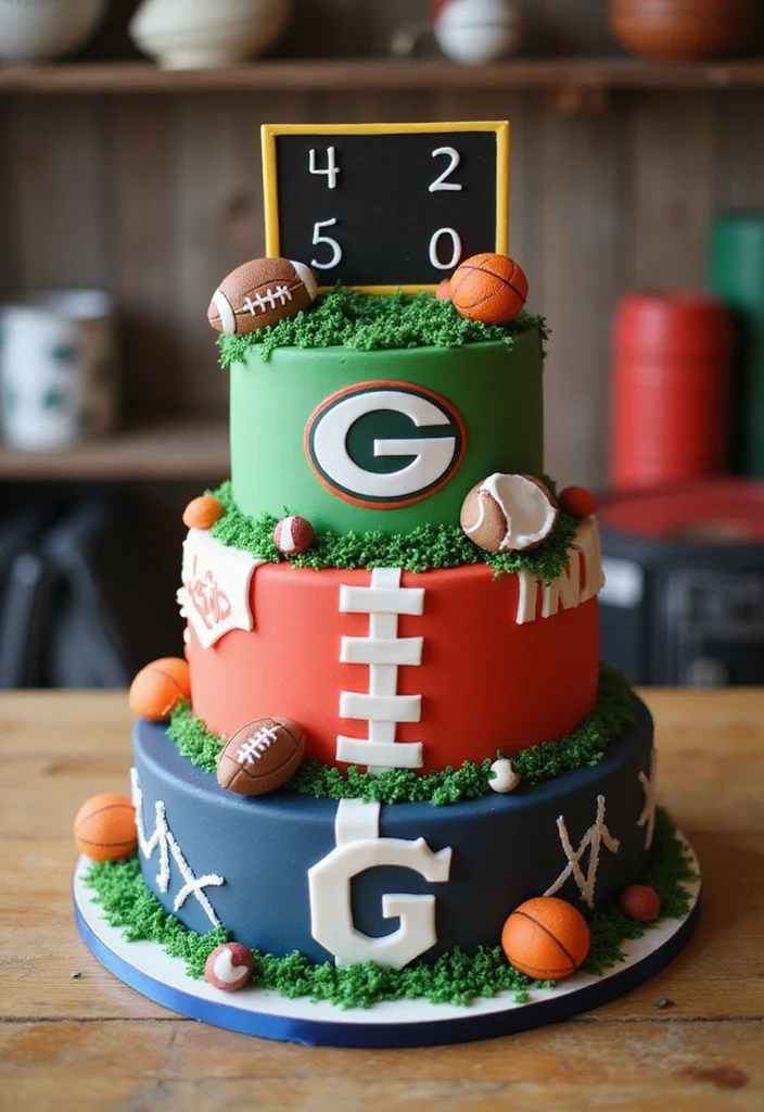 20 Fun 3 Tier Birthday Cake Designs That Are Total Show-Stoppers! - 6. Sports Fan Cake