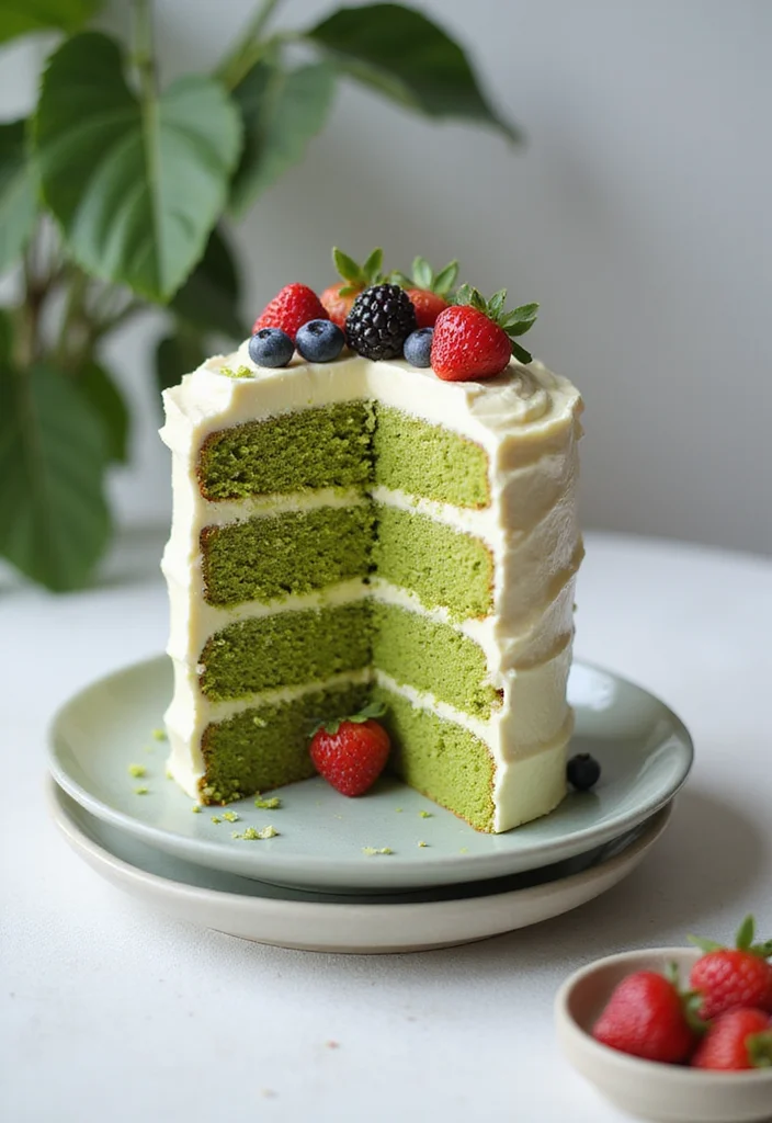 20 Matcha Cake Aesthetic Creations That Will Boost Your Instagram Game! - 1. Classic Matcha Layer Cake