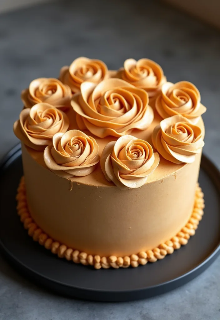 20 Stunning Rose Cake Ideas That Will Make Your Dessert Dreams Come True! - 12. Peanut Butter Rose Cake
