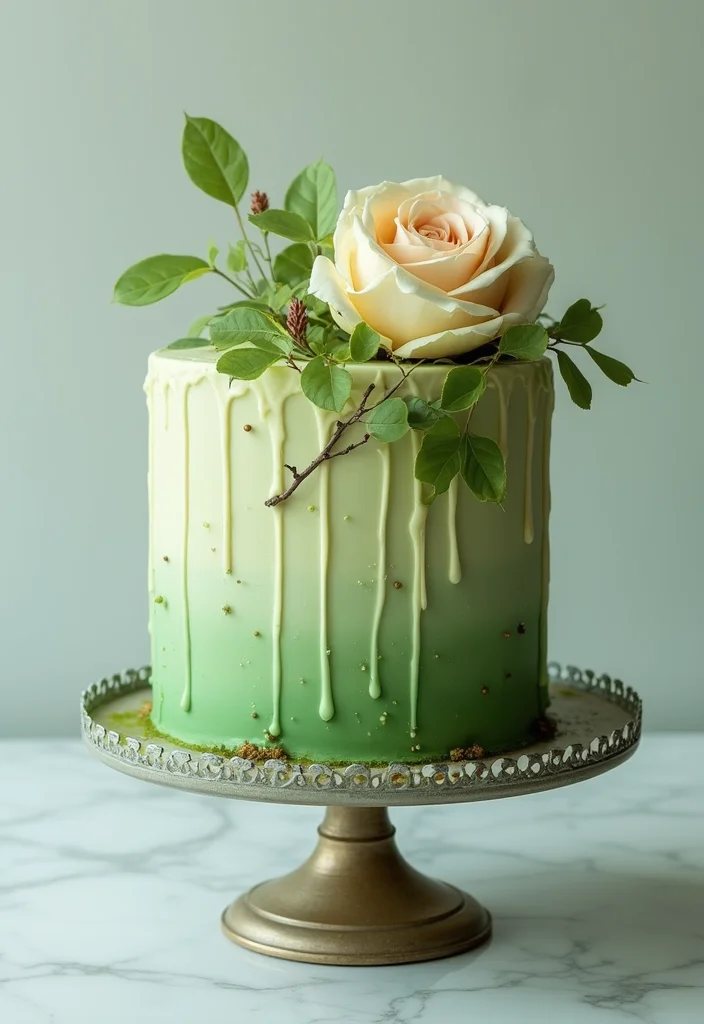 20 Stunning Rose Cake Ideas That Will Make Your Dessert Dreams Come True! - 16. Matcha Rose Cake