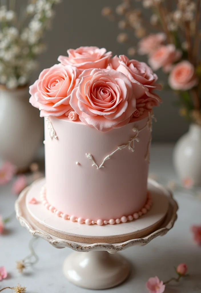 20 Stunning Rose Cake Ideas That Will Make Your Dessert Dreams Come True! - 2. Elegant Fondant Rose Cake