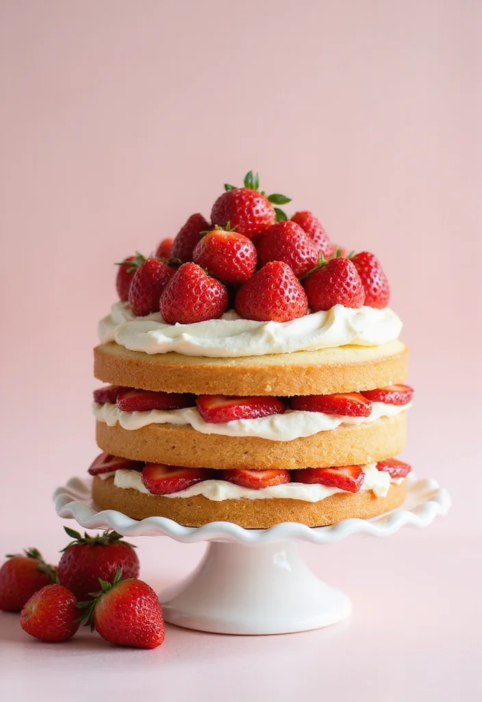 20 Stunning Rose Cake Ideas That Will Make Your Dessert Dreams Come True! - 7. Strawberry Rose Layer Cake