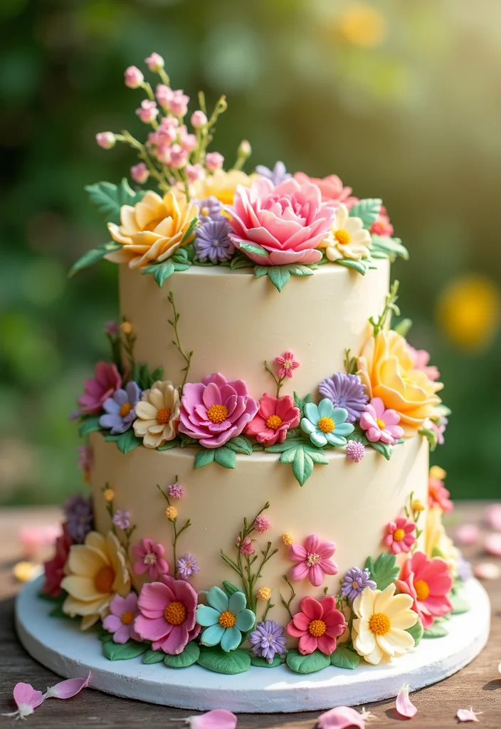 22 Creative and Funny 19th Birthday Cake Ideas to Make Your Party Unforgettable! - 18. The Flower Garden Cake