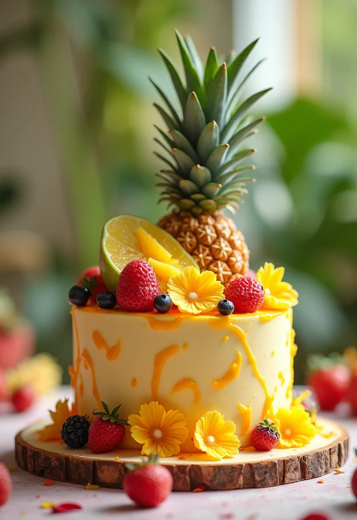 22 Creative and Funny 19th Birthday Cake Ideas to Make Your Party Unforgettable! - 20. The Tropical Cake