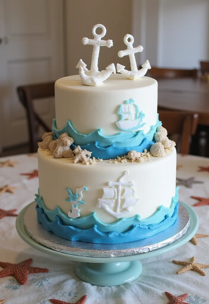 22 Themed 60th Birthday Cakes for Men That Will Make His Day Unforgettable (You’ll Love #9!) - 13. Nautical Theme Cake