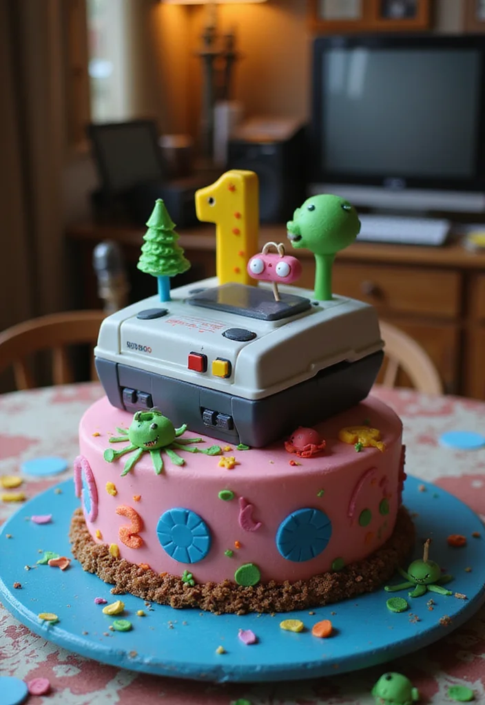 22 Themed 60th Birthday Cakes for Men That Will Make His Day Unforgettable (You’ll Love #9!) - 15. Retro Video Game Cake