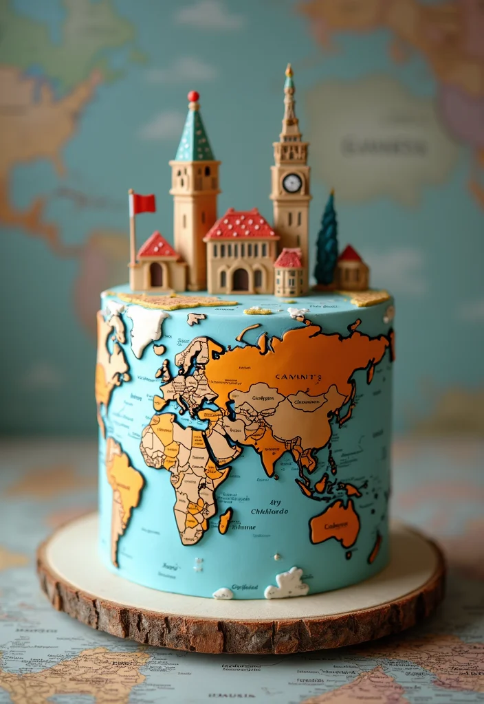 22 Themed 60th Birthday Cakes for Men That Will Make His Day Unforgettable (You’ll Love #9!) - 5. Travel Themed Cake